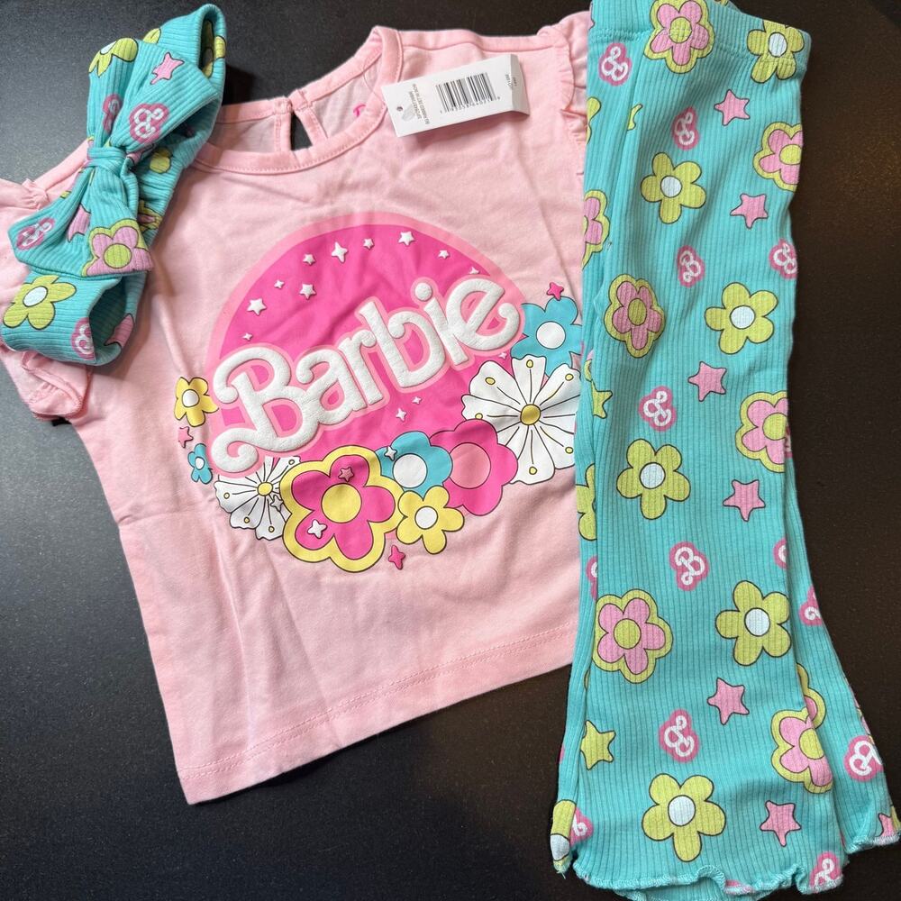 NWT Barbie Toddler Girls 3PC Outfit Shirt Leggings Headband 18M - Picture 2 of 7